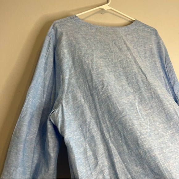 Lands’ End Women's Notch Neck Linen Viscose Tunic Pocket Beachy Boho Sz XXL Blue - Picture 14 of 14